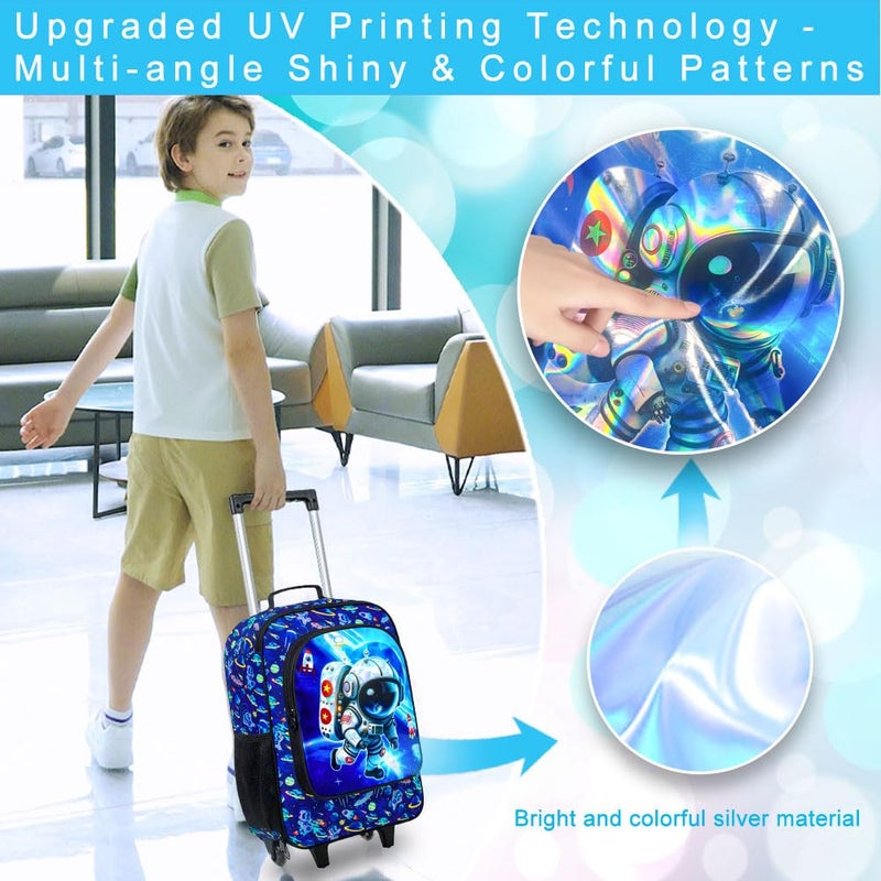 UFNDC Kids Suitcase for Boys, Astronauts Rolling Luggage with Wheels，Travel Carry on for Children Toddler Elementary - Image 3